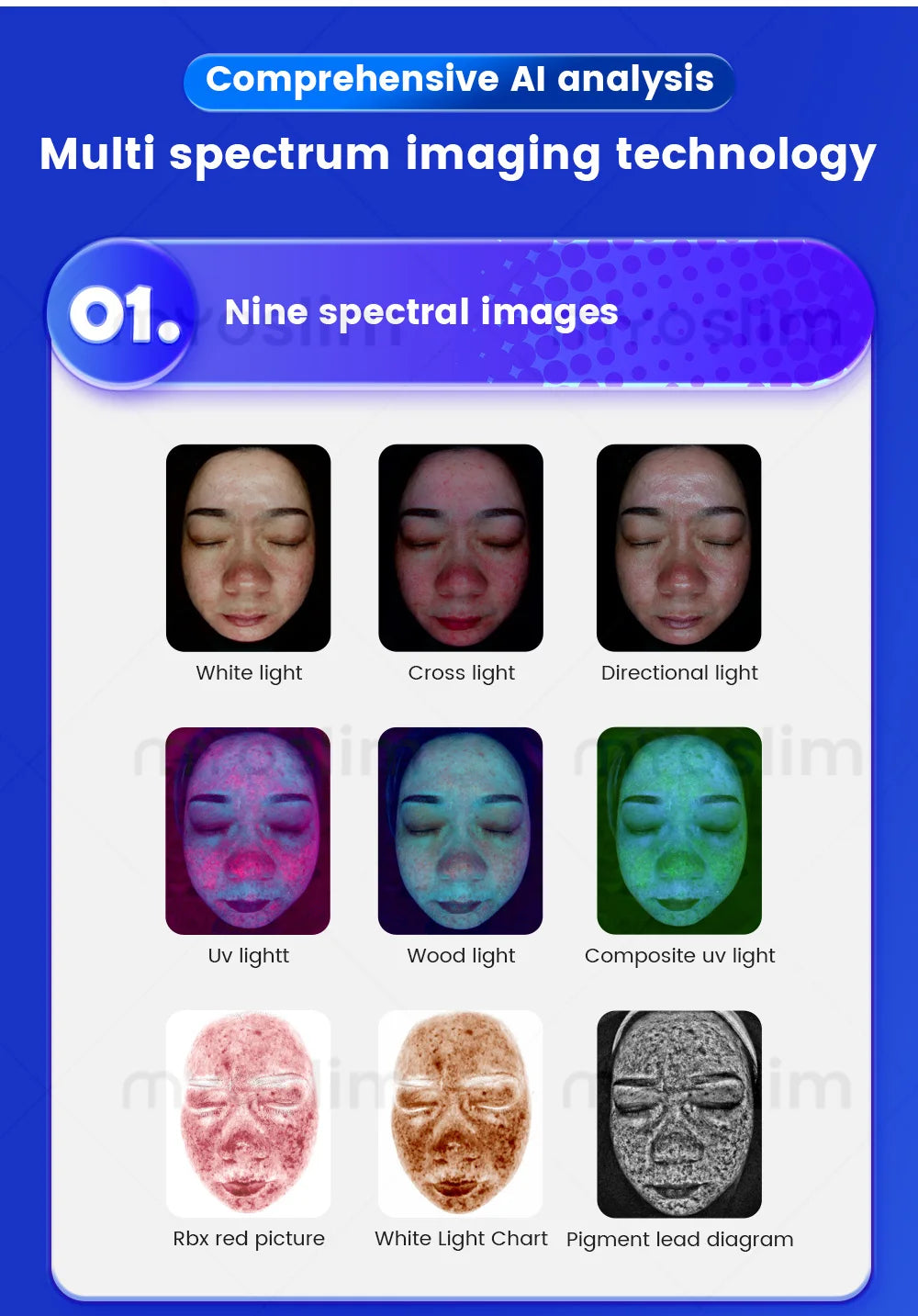 21.5 Inch X5 Facial Skin Analyzer, 3D AI Hair Scanner, 8 Spectrum Light, Beauty Analysis Machine for Salon Care