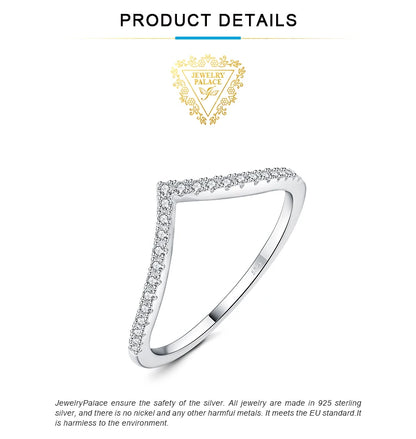 JewelryPalace Moissanite D Color Round Cut 925 Sterling Silver V Shape Stackable Wedding Ring for Woman Yellow Rose Gold Plated