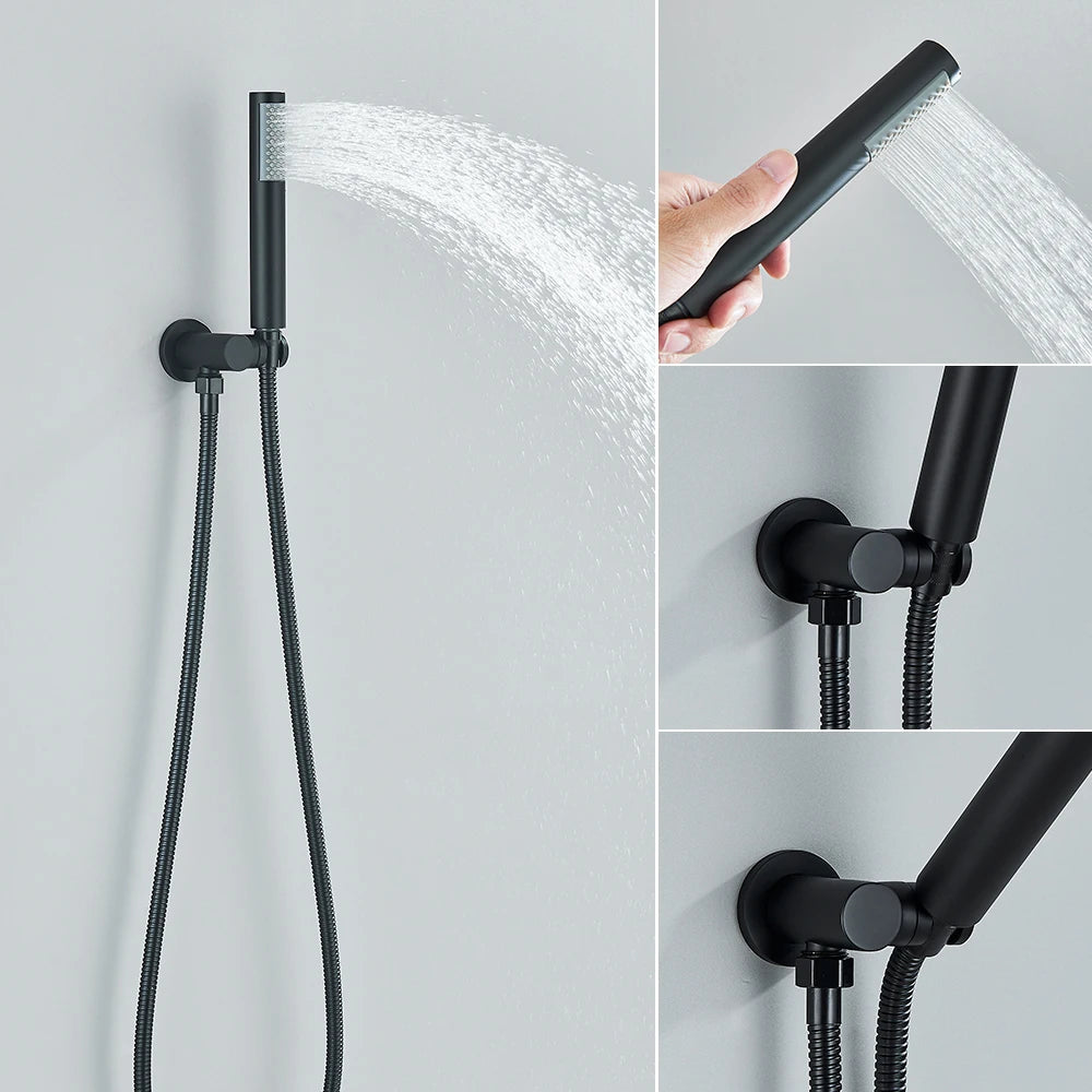 Brushed Gold Handheld Shower Bathroom Shower Faucet Hot & Cold Water Tap Brass Shower Holder 1.5M Hose Brass Shower Valve