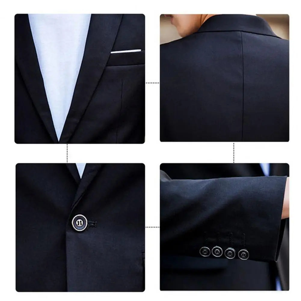 Men Pants Two Pieces Set Commuting Loose Leisure Fashion Office Business Suit Wedding Wear Lapel Formal Groom Suit Set