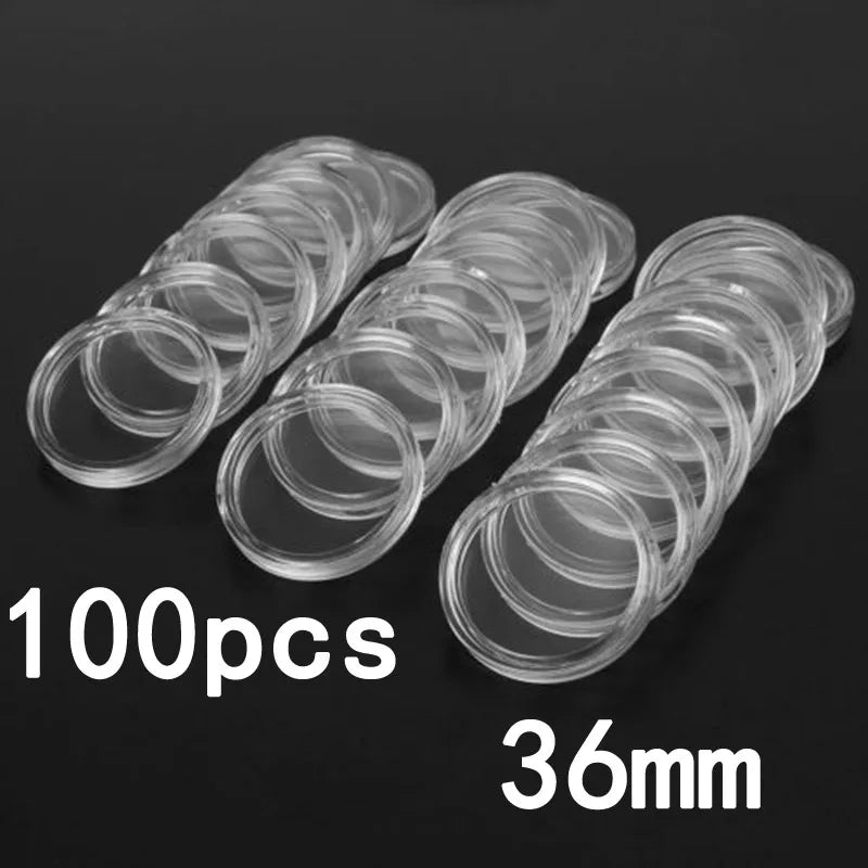 100Pcs 16-40mm Transparent Round Coin Storage Box Capsules Collection Coin Holder Containers Coin Capsule Case Supplies Gifts
