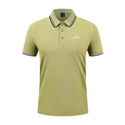 Summer men's 100% polyester fashion Milan print casual knight stripe lapel short-sleeved shirt polo shirt top