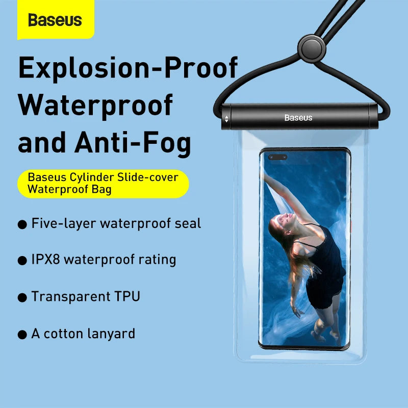 Baseus Waterproof Phone Case Under 7.2 inches For iPhone 12 Pro Max Swim Case IPX8 Universal Cover For Huawei Xiaomi Samsung