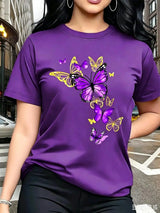 Gold-Tone Butterfly Graphic T-Shirt