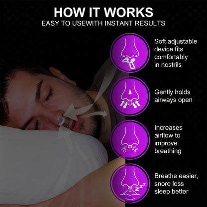 Silicone Anti Snoring Nose Clip Elastic Nasal Dilator for Better Sleep Improved Airflow Travel Home Use Comfort
