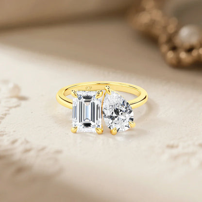 Certified 3.5CT 2 Stone Moissanite Ring For Woman 100% 925 Silver Luxury Designer Brand Wedding Lab Diamond Jewelry High Quality