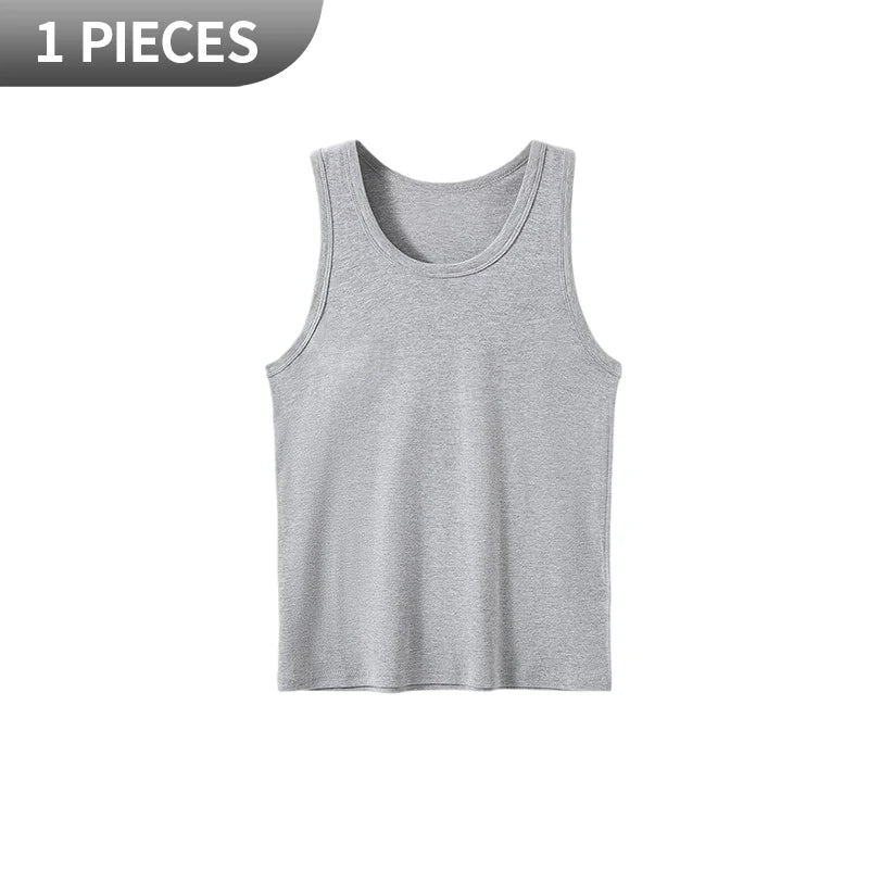 1/3 Pack Four Seasons Men's Cotton Joker Vest Teenagers Simple Fit Sports Fitness T-shirt Middle-aged Casual Sleeveless Shirt