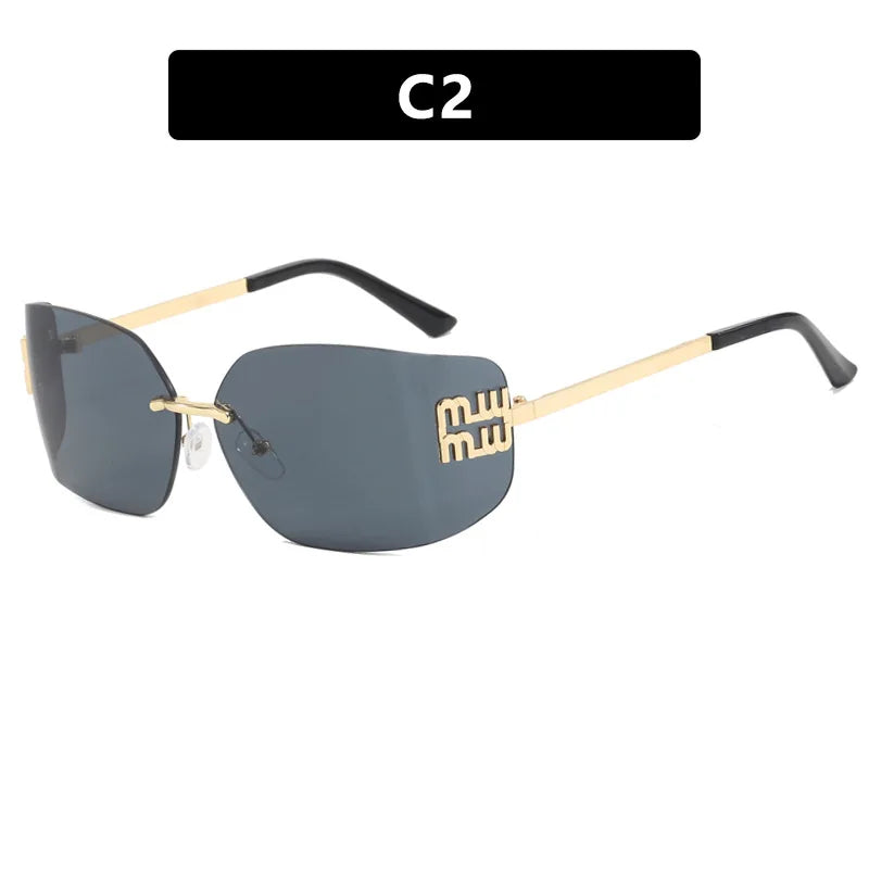 Riveted Rimless Rectangle Sunglasses — view 7