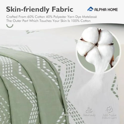 Lightweight Cotton Bedspread Coverlet Set - Breathable Summer Bedding Farmhouse Chic Design True-to-Size Queen/King
