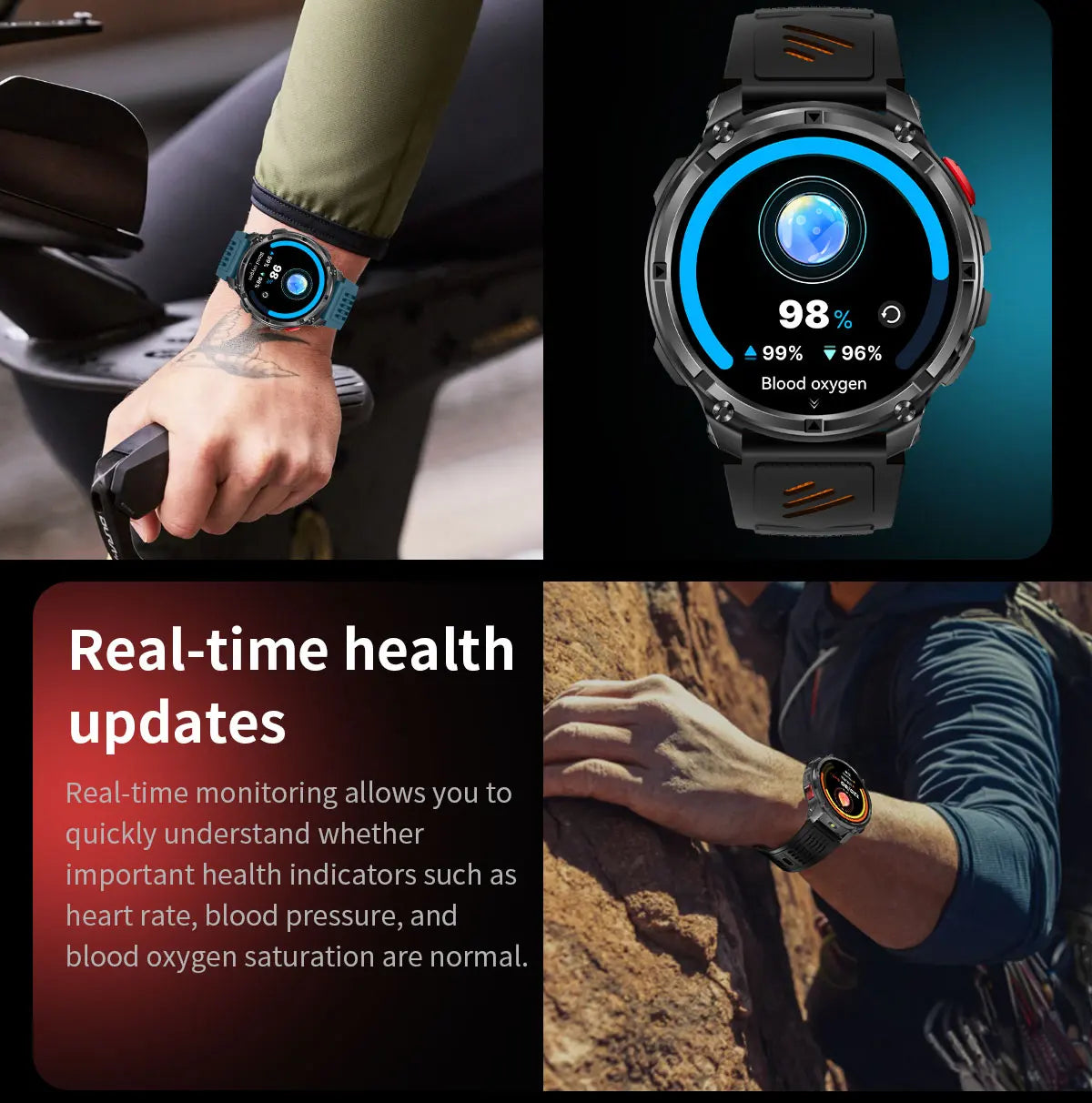 2026 T-Rex3 Ultra 1100mAh Battery 170+Sport Fitness LED Flashlight IP68 Waterproof Bluetooth call GPS track Smartwatch Compass