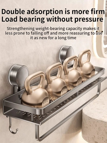 No Drill Suction Cup Adhesive Bathroom Rack Bathroom Shelf Toilet Aluminum Hanging Rack Bathroom Organizer Hang On The Wall