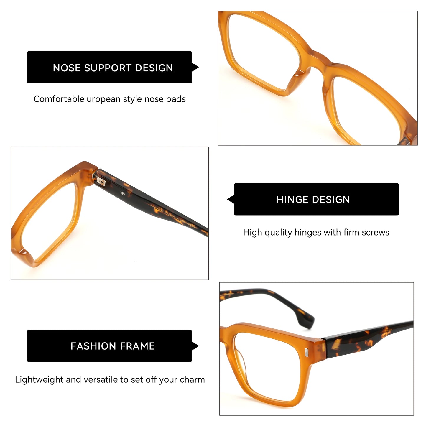 ZENOTTIC Men Square Handmade Acetate Optical Frames Stylish High Quality Daily Eyewear