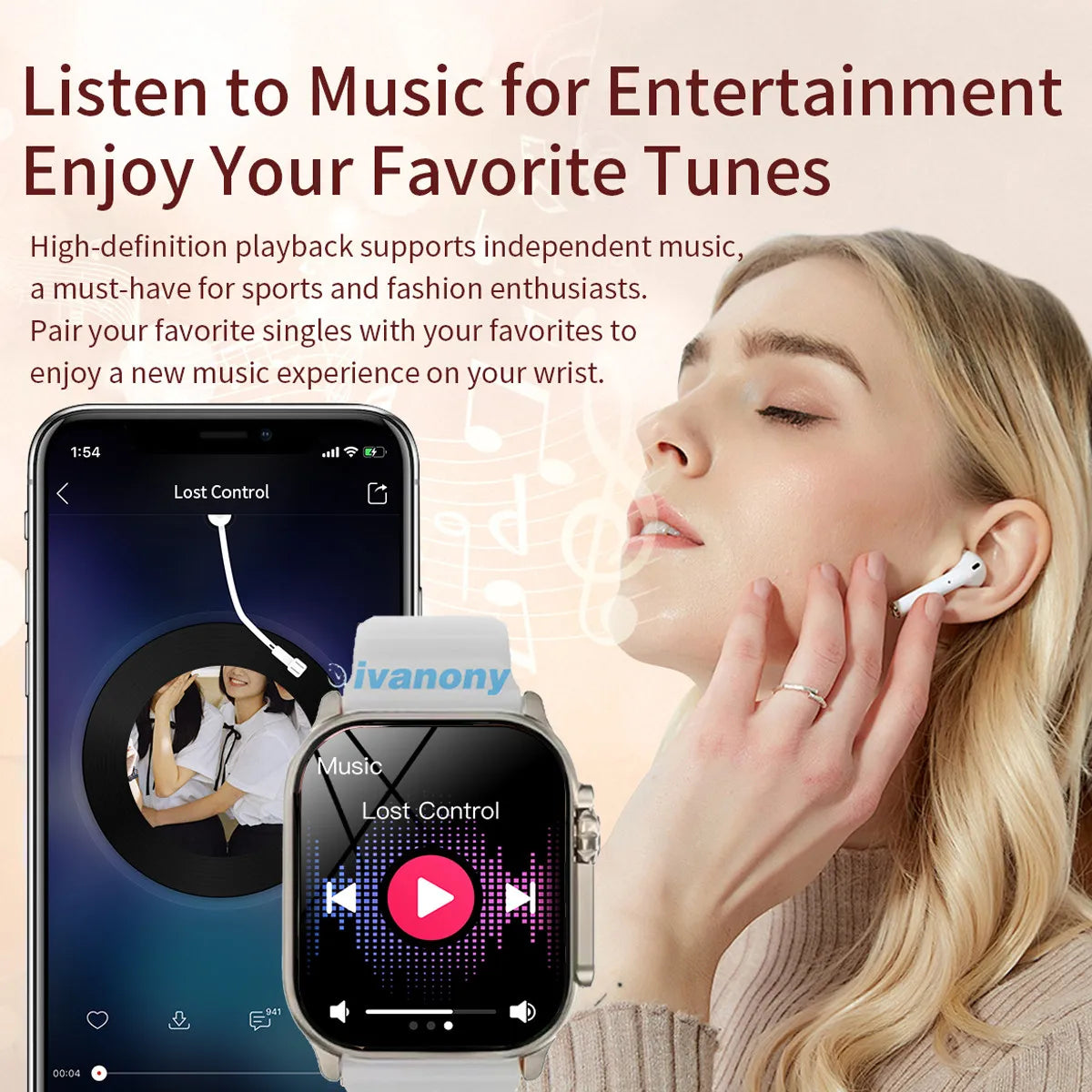 New Amoled H26 Ultra Plus Smart Watch 1GB Memory Support Whatsapp Reply Compass Offline Music Series 11 Smartwatch Men Women