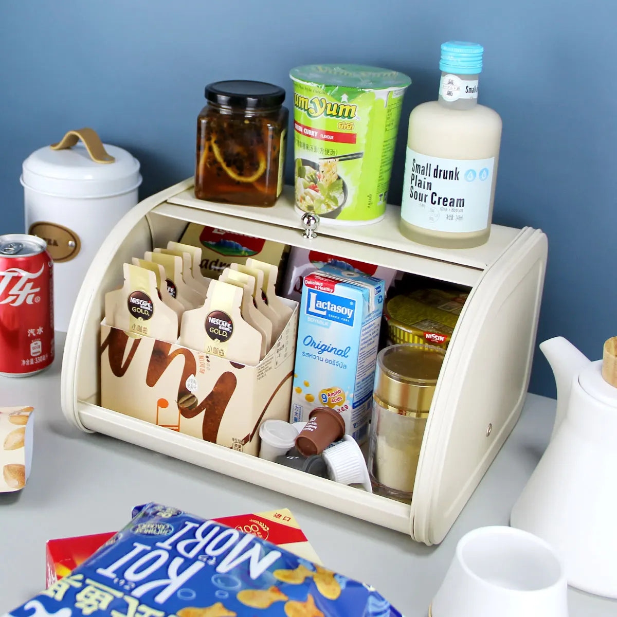 Metal Bread Box Black bread Bin Bread Storage box Food Storage Containers for Kitchen Large household Food Container