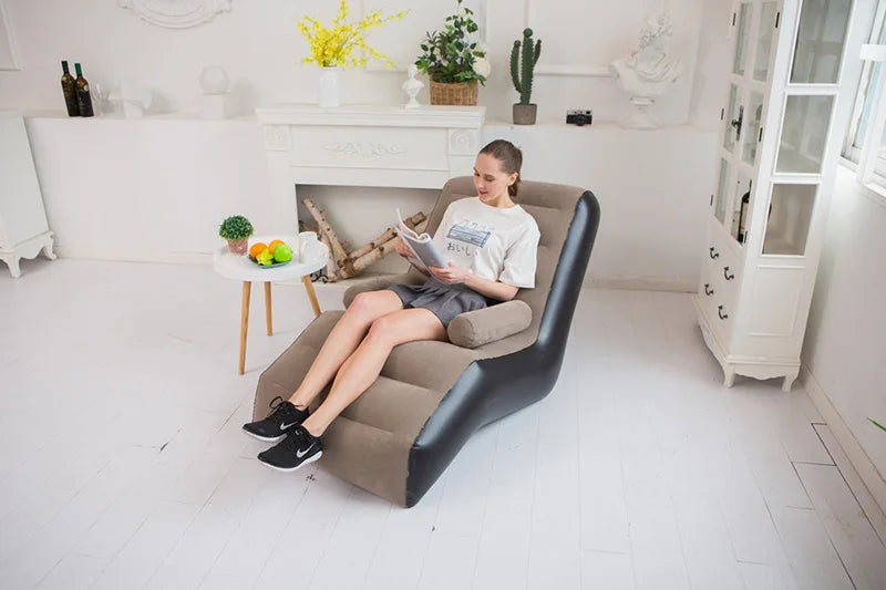 1Pc Inflatable Lazy Sofa Home Leisure Fashion Comfortable  Inflatable Air Sleeping Bed Indoor Collapsible Bed Leisure Sofa
