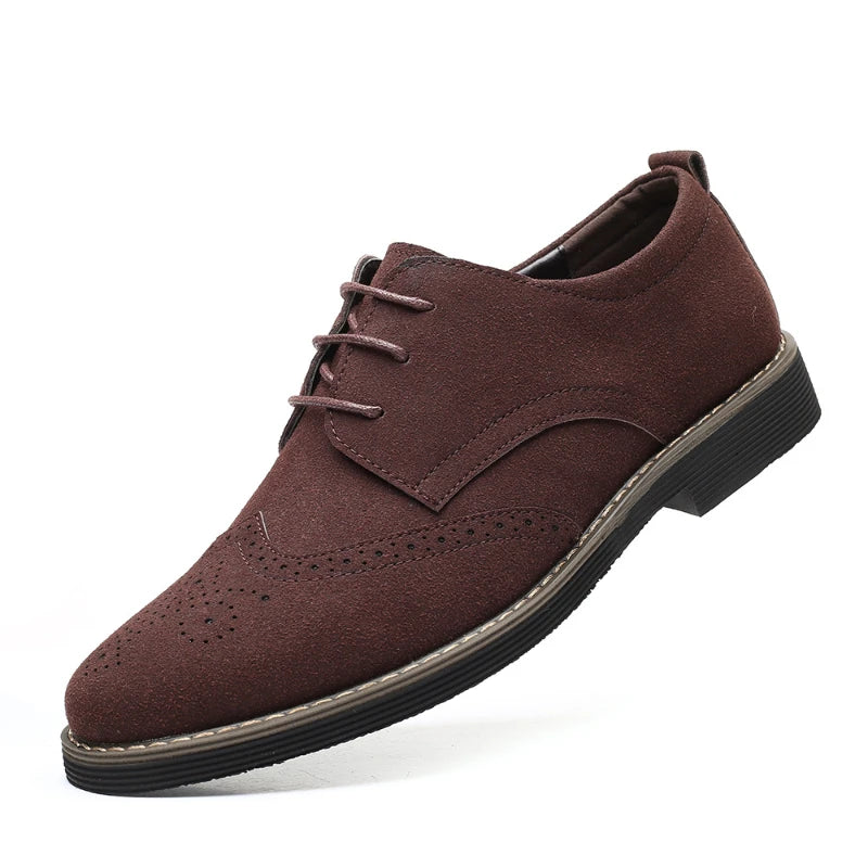 Mens Navy Blue Suede Wingtip Derby Shoes Classic Lace Up Formal Casual Dress Shoes For Business Wedding Office Wear British