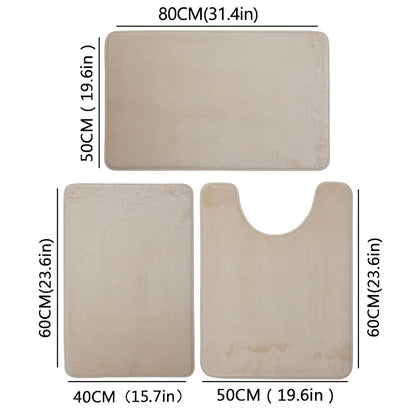 Three Piece Toilet, Bath Floor Mat, Shower Mat, Bath Absorbent Mat, Non Slip Carpet, Soft and Comfortable, Laundry Room.