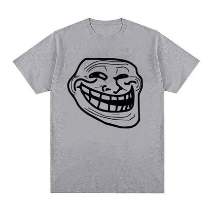 Short Sleeve Cotton T-shirts for Men and Women Funny Memes Retro Fashion Troll Face Angry Men Harajuku Streetwear