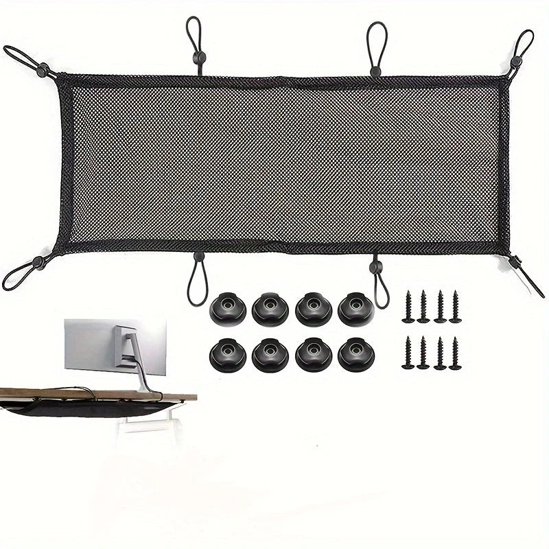 8 Hole Socket Network Pocket Under Desk Cable Management Net Under Table Cord Management Mesh Organizer Flexible Wire Hiders