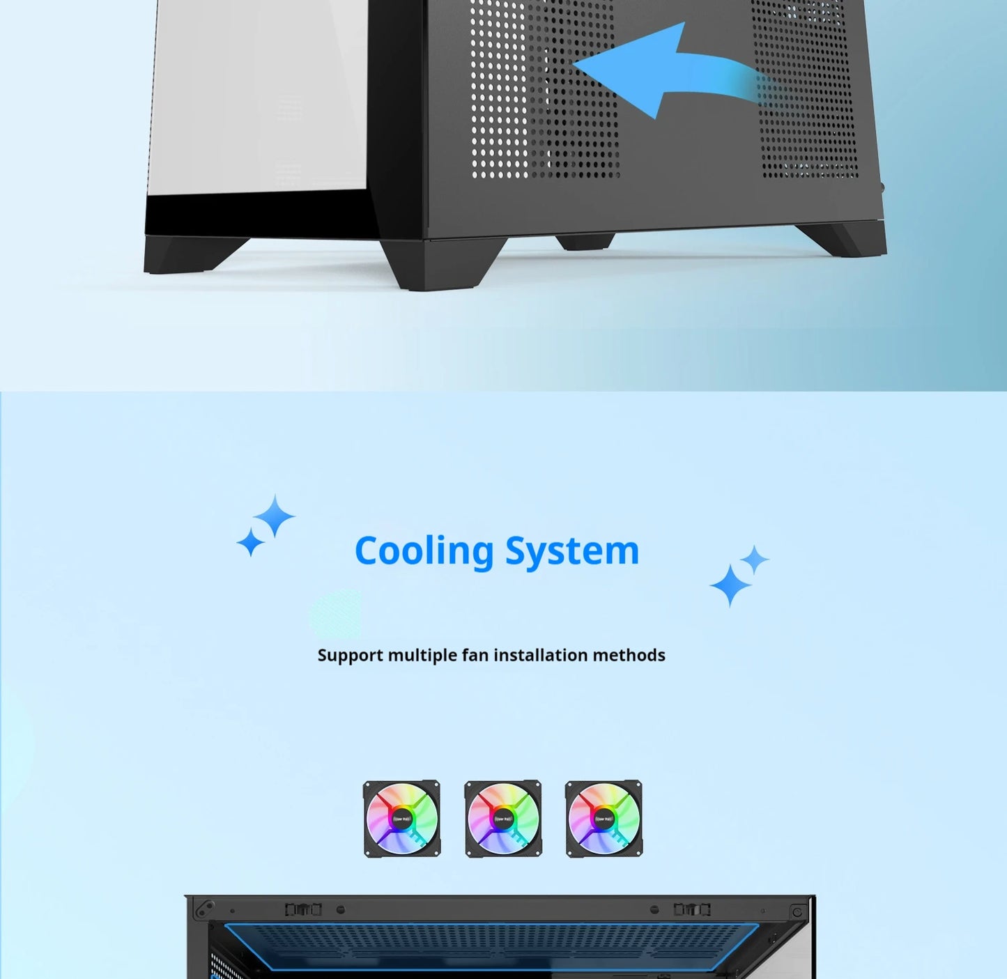 Power train Dreamland PRO PC gaming case ATX MATX ITX motherboard 360water-cooled Sea view room Double-sided glass computer case