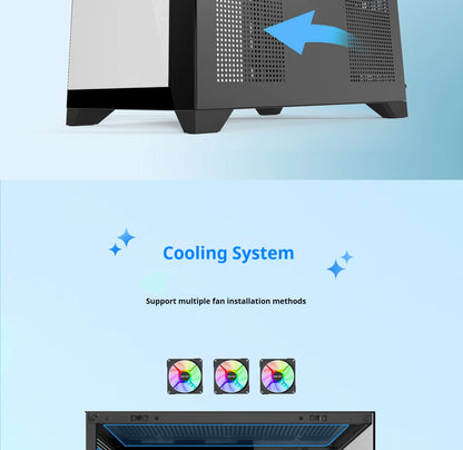 Power train Dreamland PRO PC gaming case ATX MATX ITX motherboard 360water-cooled Sea view room Double-sided glass computer case