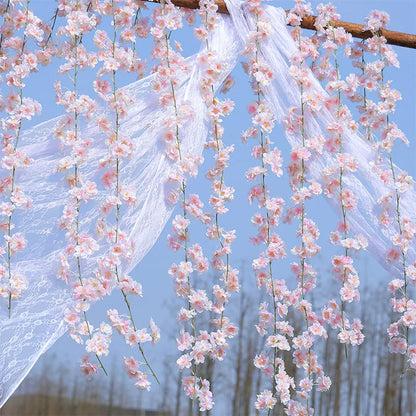 8pcs 1.8M Artificial Cherry Blossom Flower Vines Faux Flowers Outdoors Hanging Silk Flowers Garland for Wedding Party Home Decor