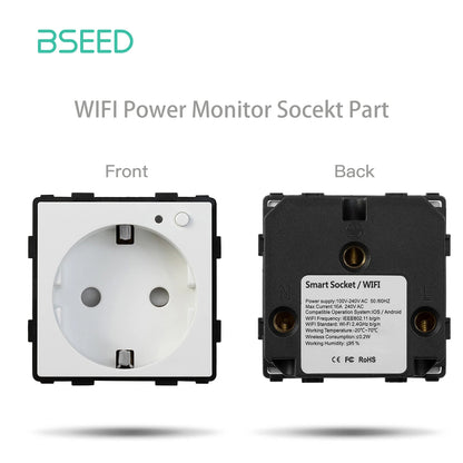 BSEED EU Stanndard Wifi Electrical Sockets Power Monitor Outlets Tuya Smart Life Alexa App Control Timing Function DIY Parts