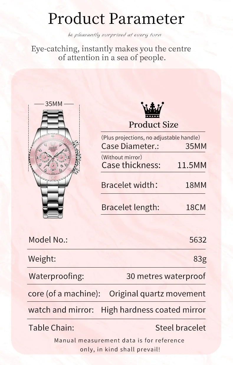 OLEVS 5632 Women's Elegant Luxury Quartz Watch Zircon Scale Waterproof Luminous Hands Date Function And Automatic Date Feature