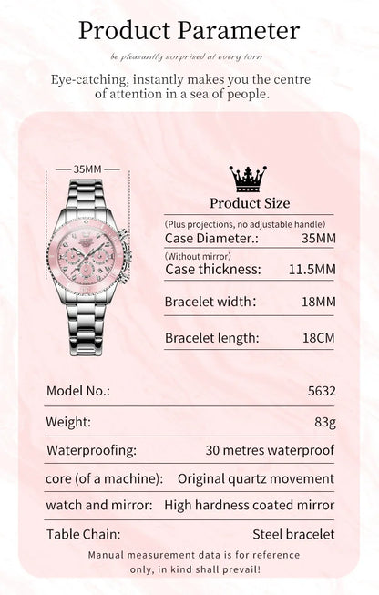 OLEVS 5632 Women's Elegant Luxury Quartz Watch Zircon Scale Waterproof Luminous Hands Date Function And Automatic Date Feature