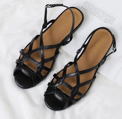 chaussure femme Women's braided t-strap flats sandals round toe casual female footwear summer shoes for women sandalias de mujer