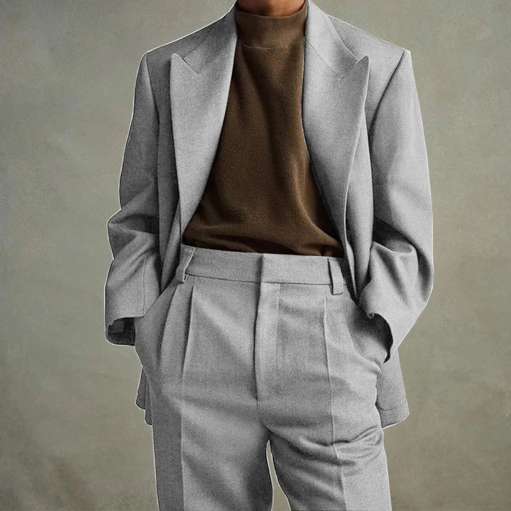 Mens Fashion Suits 2 Piece Set Notch Lapel Single Breasted Comfortable Slim Fit Casual Party Blazer with Trousers Wedding