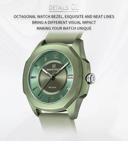 NAVIFORCE NF7107 Watch for Women Silicone Strap Classic Fashion 5ATM Waterproof Ladies Elegant Watch