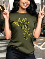 Gold-Tone Butterfly Graphic T-Shirt