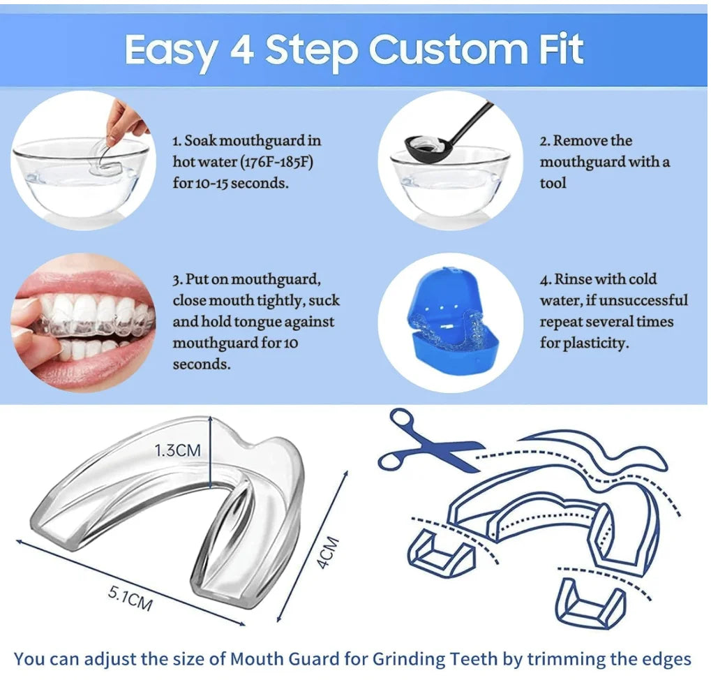 4pcs/Box Mouth Guards for Grinding Teeth Moldable Dental Teeth Night Guard for Adult Stop Teeth Grinding Bruxism Tray