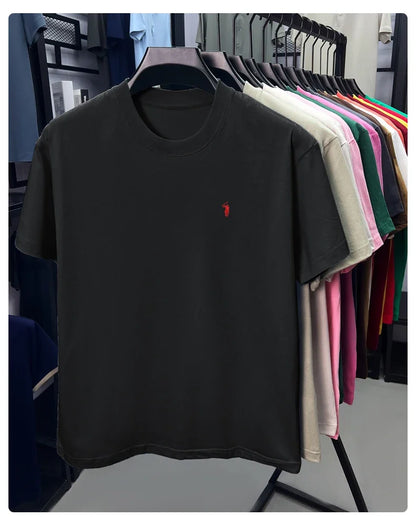 2025 Xiaoma Fashion Brand Pure Cotton Men's Short sleeved T-shirt Summer New High end Comfortable Casual Round Neck Top