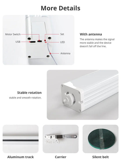 Zemismart Zigbee Rechargeable Electric Curtain Motor with Customized Slide Curtain Track Works with Tuya Alexa Google Home