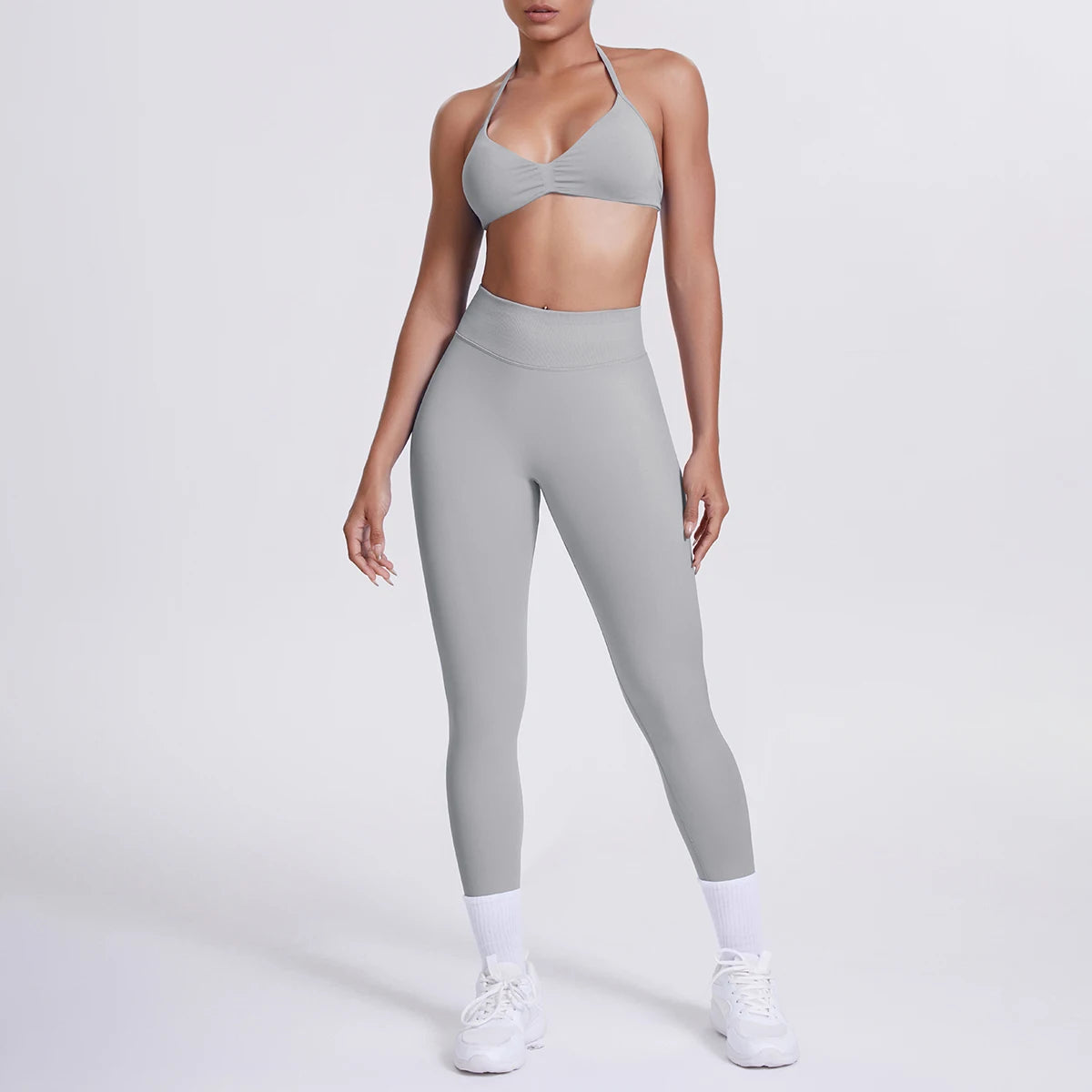 Women 2pcs Patchwork Sport Yoga Suit Training Sleeveless Sport Gym Tops Tummy Control Slimming Booty Leggings Yoga Suit Sports