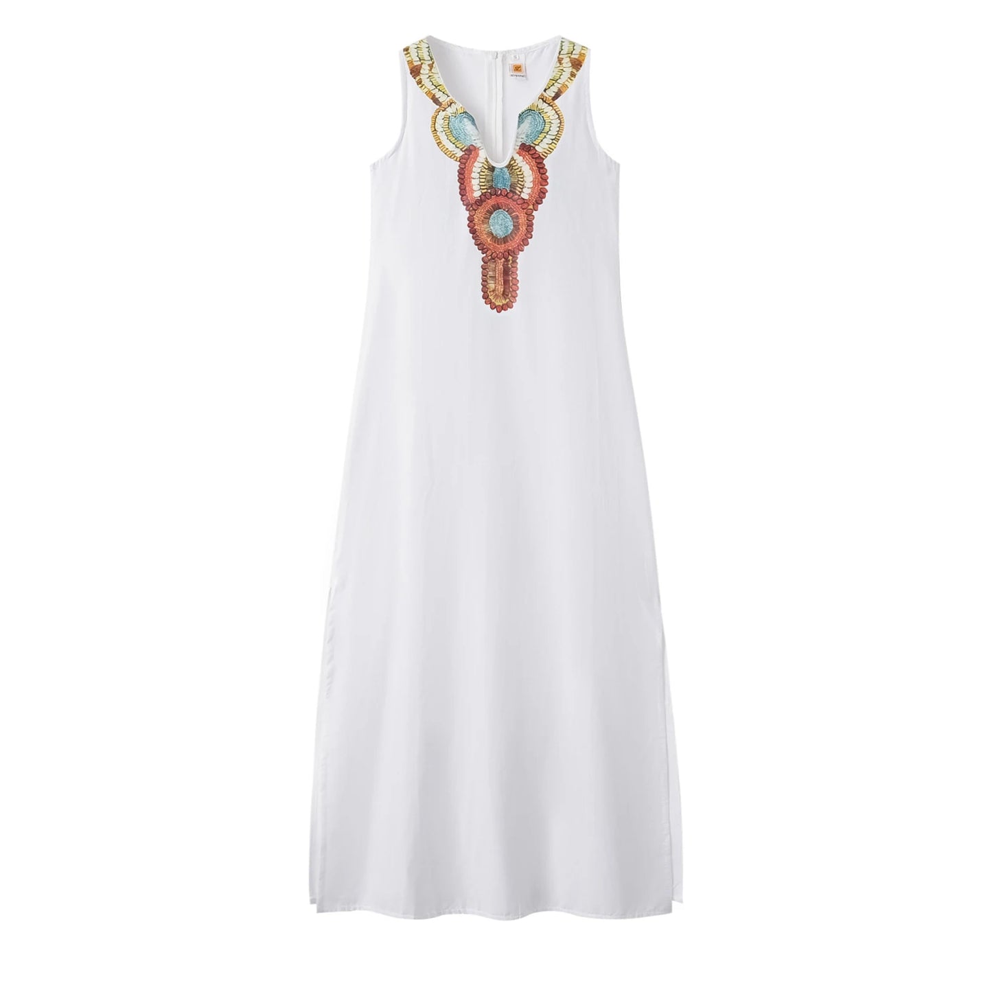 Women's Sleeveless Deep V-Neck Side Split Dress, Bohemian Sexy Dress, Casual, New