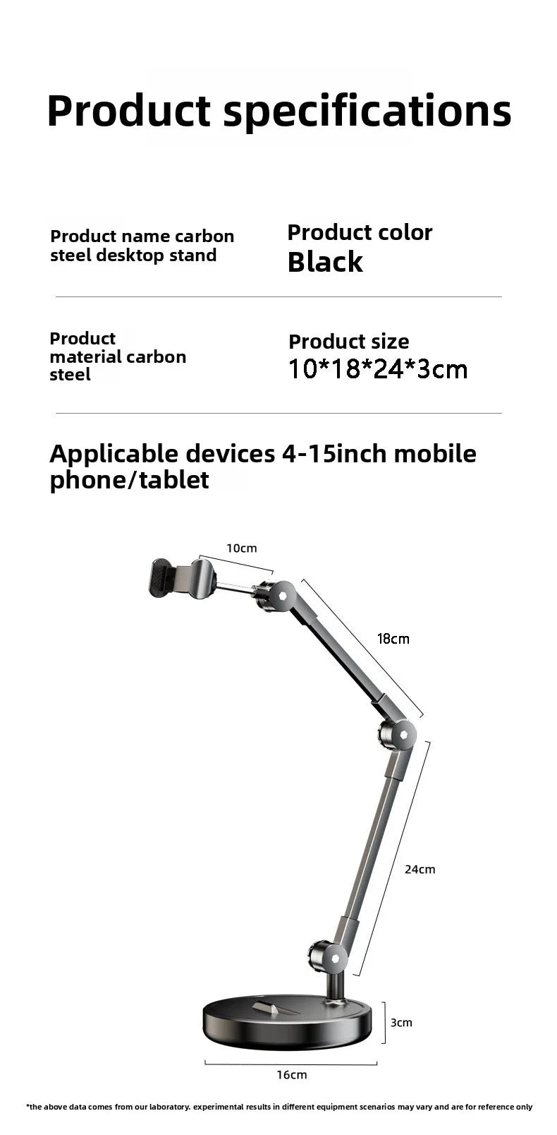 Adjustable Carbon Steel Phone Holder 360° Rotatable Overhead Shooting Bracket for Desktop Live, Food Recording & Unpacking Vlog