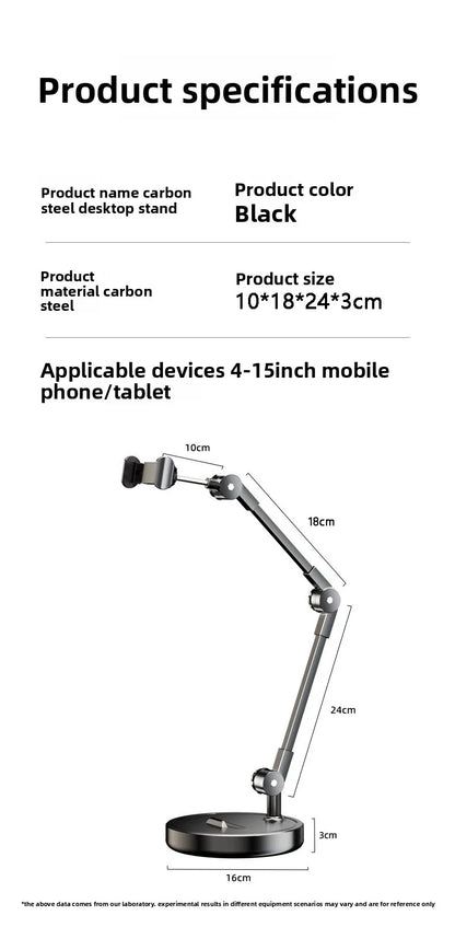 Adjustable Carbon Steel Phone Holder 360° Rotatable Overhead Shooting Bracket for Desktop Live, Food Recording & Unpacking Vlog