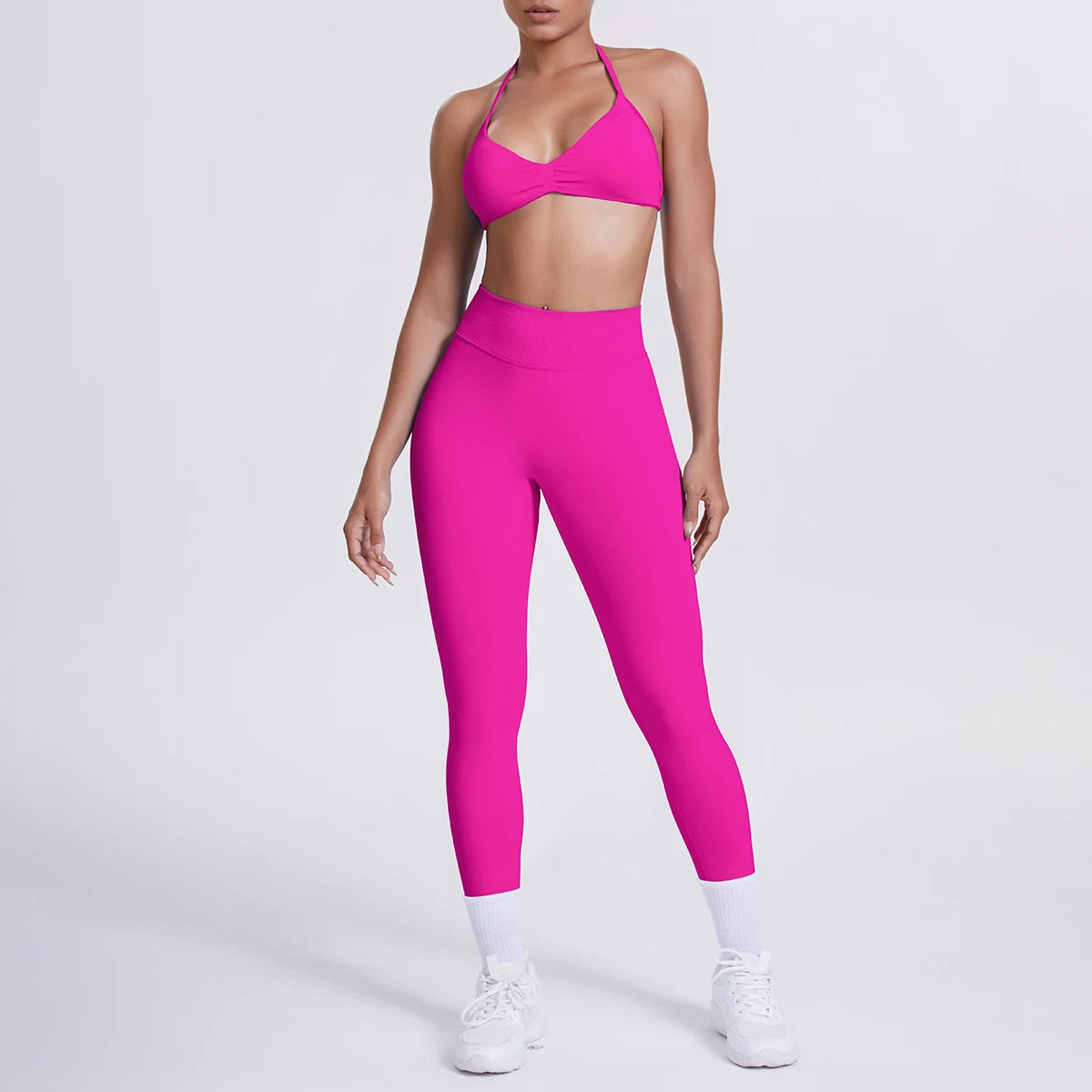 Women 2pcs Patchwork Sport Yoga Suit Training Sleeveless Sport Gym Tops Tummy Control Slimming Booty Leggings Yoga Suit Sports