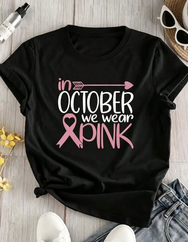 In October We Wear Pink Graphic T-Shirt