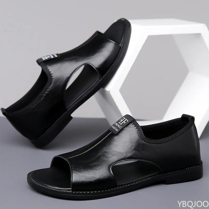2025 Roman Sandals Summer new Men's Shoes Casual anti-skid driving leather shoes Breathable trendy soft soled Male sandals Homme