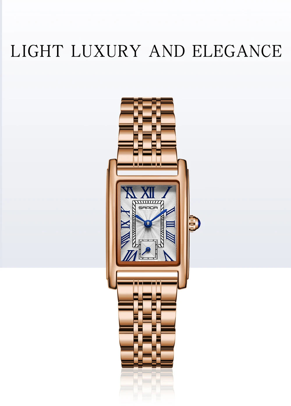 SANDA Top Fashion 1116 Women's Watch Elegant Design Rectangular Dial Waterproof Quartz Movement Business Women's Quartz Watch