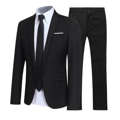 Men Pants Two Pieces Set Commuting Loose Leisure Fashion Office Business Suit Wedding Wear Lapel Formal Groom Suit Set