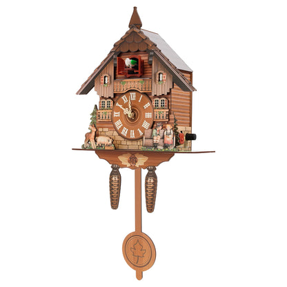 Wall Mount Clock Cuckoo Clock, Wood Cuckoo-Clock, 7:00-21:00 Chime Time 25*10*50cm Pointers+Time Scales Display