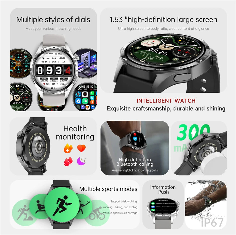 BOXUXING 2026 New Smart Watch Men Watch 5 Pro AMOLED HD Screen Bluetooth Call GPS Trajectory NFC Heart Rate Compass SmartWatches