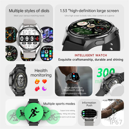 BOXUXING 2026 New Smart Watch Men Watch 5 Pro AMOLED HD Screen Bluetooth Call GPS Trajectory NFC Heart Rate Compass SmartWatches