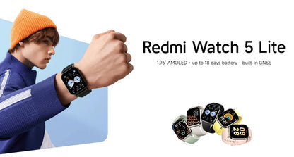 Global Version Redmi Watch 5 Lite 1.96'' AMOLED display 18-Day Battery life Built-in GNSS 5ATM Bluetooth® calling