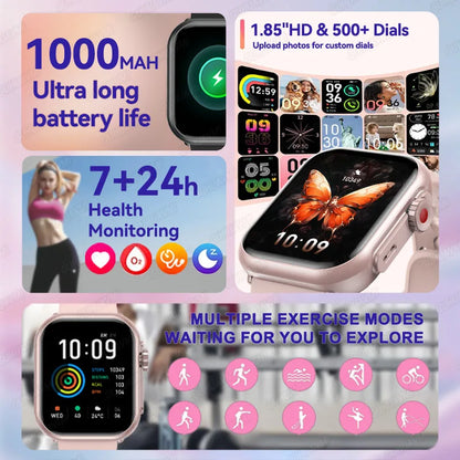 2026 Fashion Women Watch Ultra2 SE Smart Watches 1000mAh 1.85"AMOLED Full Touch Screen BT Call Smartwatch For Android IOS Ladies